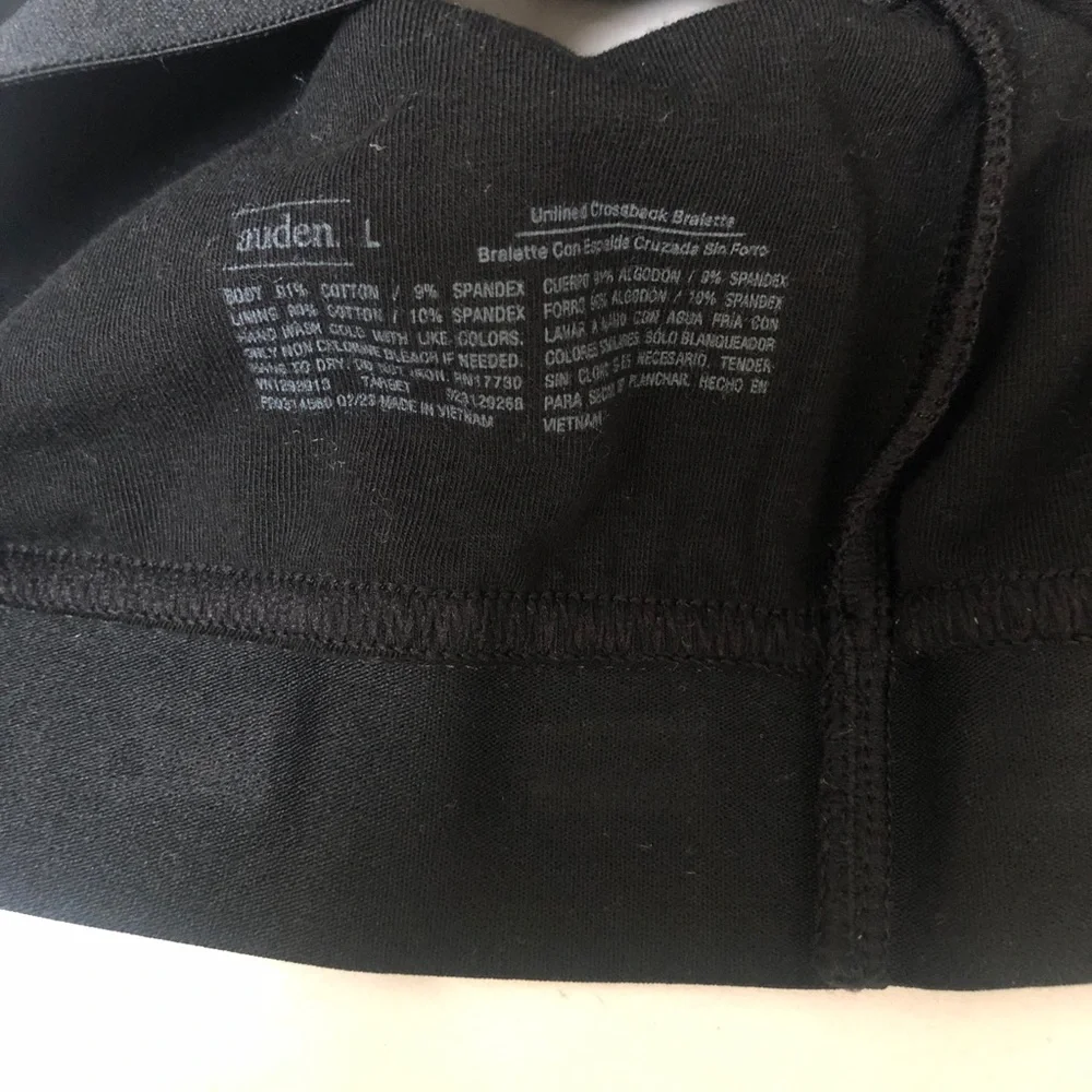 Auden Black Unlined Cross Back Bralette L
